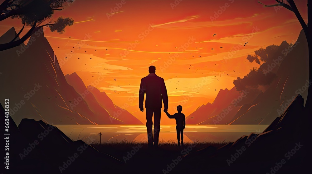 Father day graphic illustration banner template theme background design.
