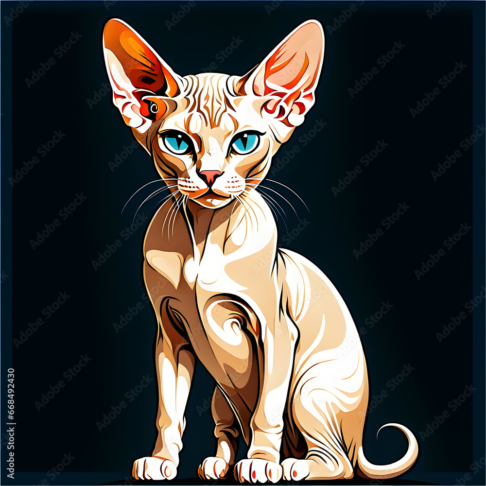 Illustrations, drawings about A Sphinx cat with a beautiful appearance. ai generative