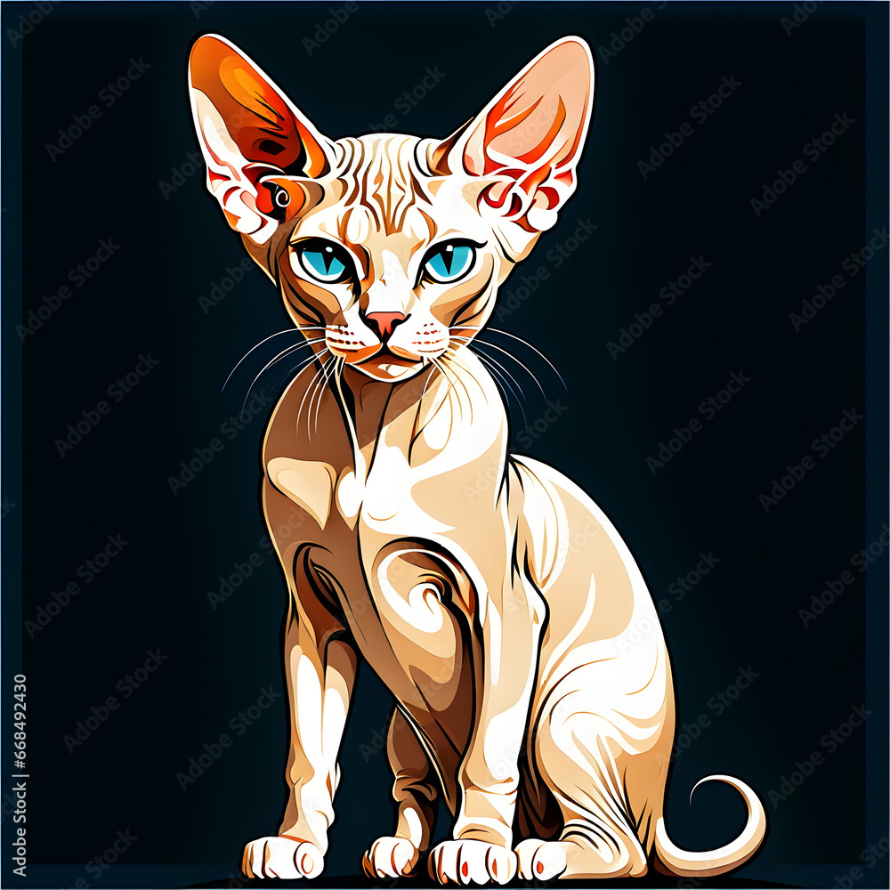 Fototapeta premium Illustrations, drawings about A Sphinx cat with a beautiful appearance. ai generative