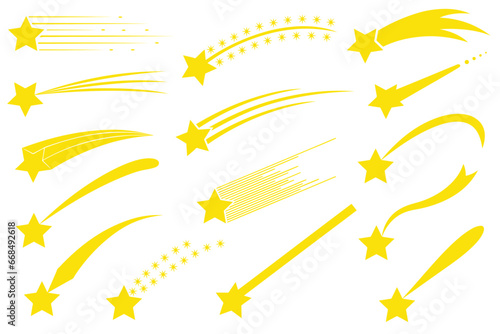 Different shooting stars illustration isolated on white
