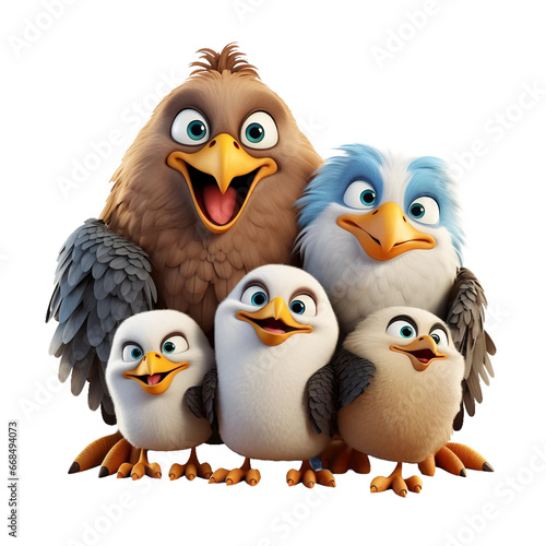 3d cute cartoon eagle family clipart sublimation png