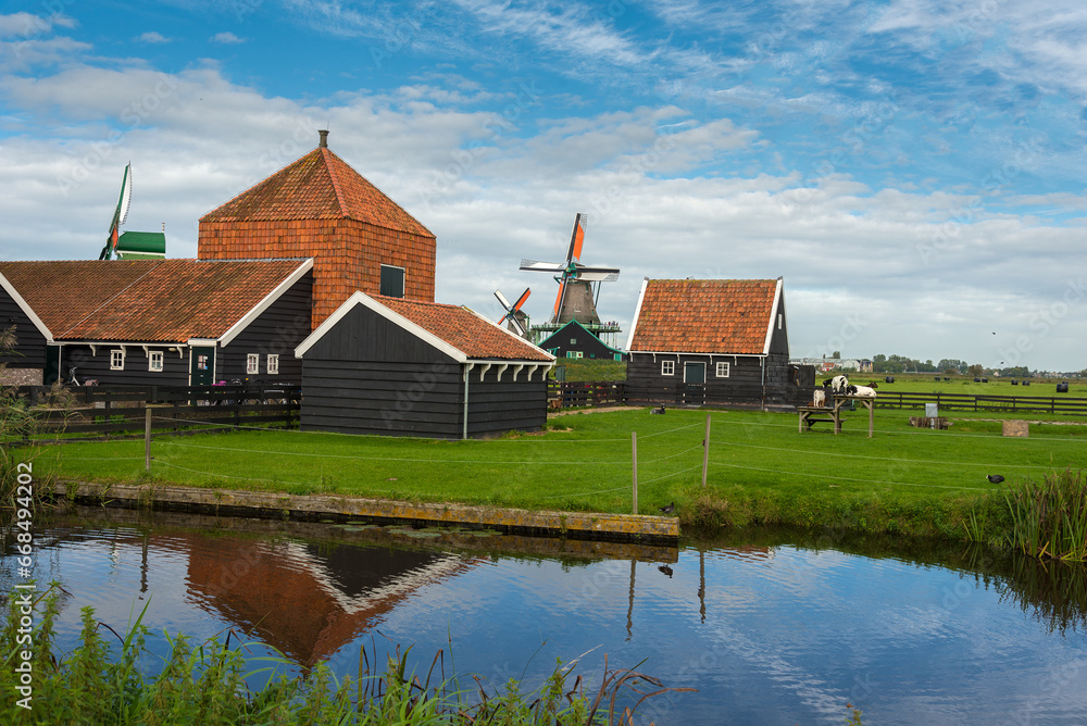 Windmills of Zaanse Schans town in Zaanstad Windmills of Zaanse Schans town in Zaanstad