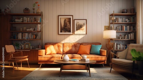 Modern cozy living room. Mid-century style © Idressart