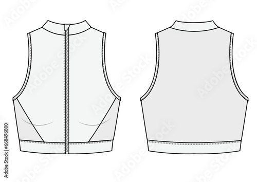 fitted crop top vest,fitted crop top vest, Fashion Flat Sketch Vector Illustration, CAD, Technical Drawing, Flat Drawing, Template, Mockup.
