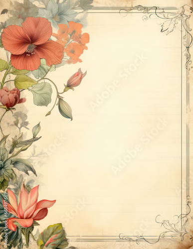 Abstract flowers vintage style card  copy space for text