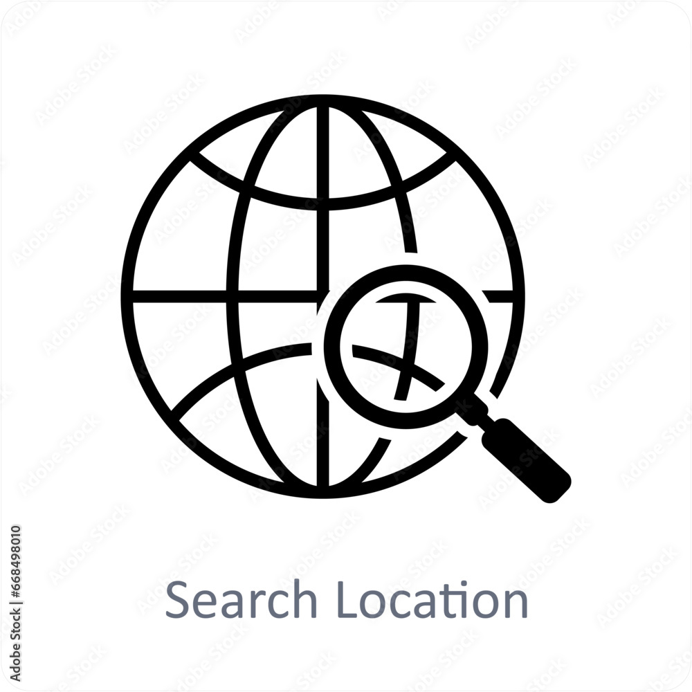 Search Location and globe icon concept Search Location and globe icon concept