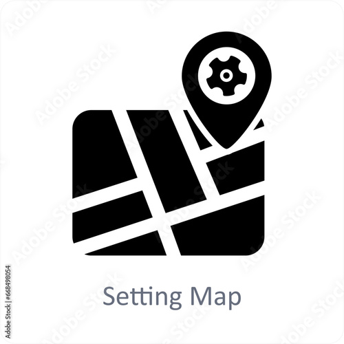 Setting Map and map icon concept