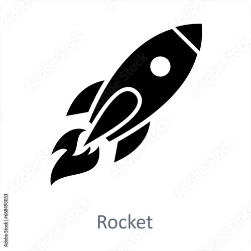 Rocket and launch icon concept photo