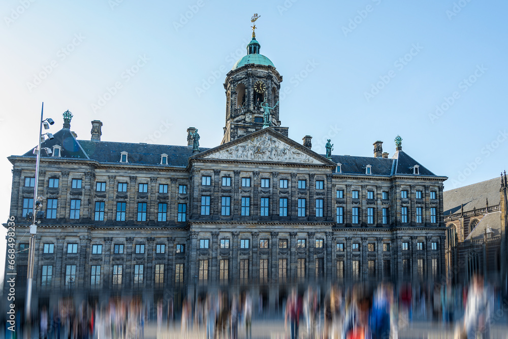 Royal palace building in Dam square Amsterdam