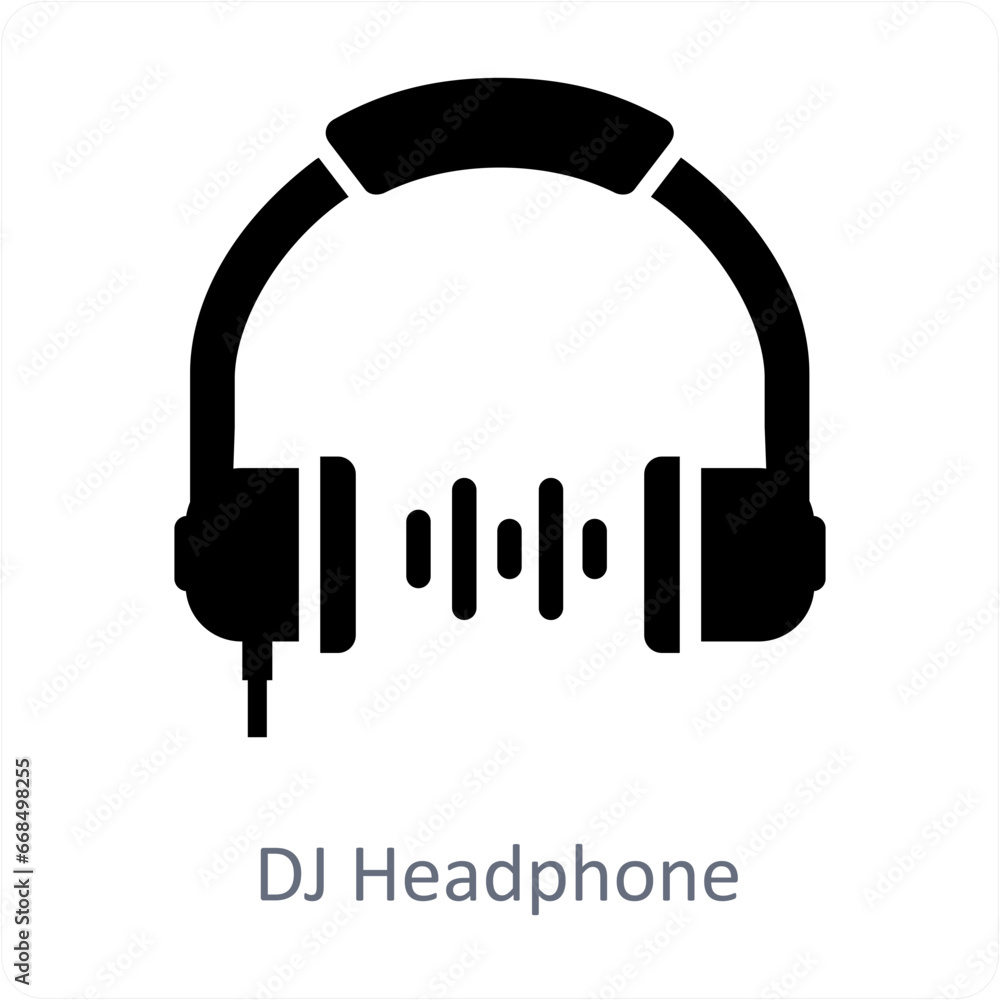 DJ Headphone and sound icon concept DJ Headphone and sound icon concept