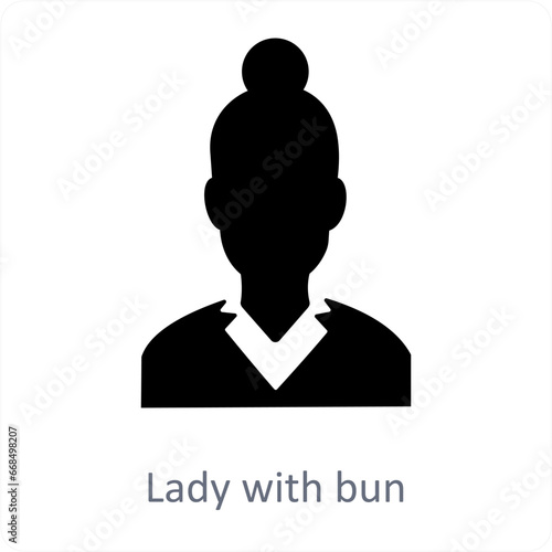Lady with bun icon concept