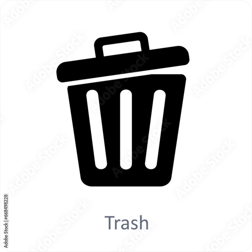 Trash and bin icon concept