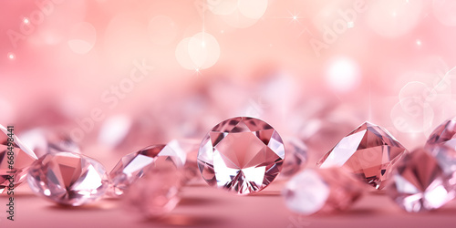 Falling Luxury Diamonds,Pink Diamonds on a Silver & Pink Classy Shine, Radiance, Light Pink Hues, Silver Accents generative ai 