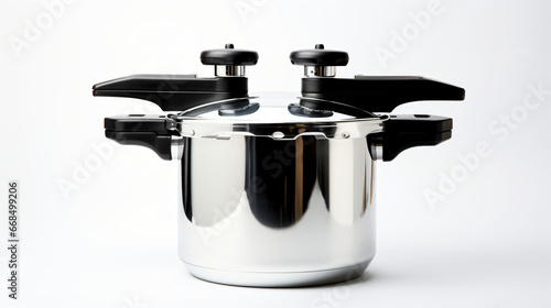 Double valve pressure cooker on white background