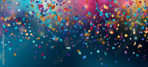Glittering confetti showering down, vibrant colors everywhere, celebration in the air. 
Abstract bokeh Background defocused lights sparkle, glitter, AI Generative photo