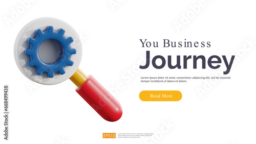 Search and Analysis. Setting with Magnifying glass and cogwheel 3D illustration vector Icon. SEO exploration business optimization concept Isolate on white background