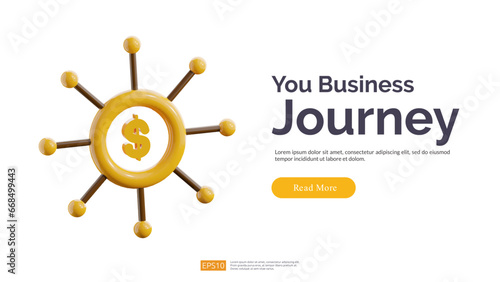 Financial diversification and Money fund distribution management 3D illustration vector Icon. split account, asset allocation. return on investment concept Isolate on white background