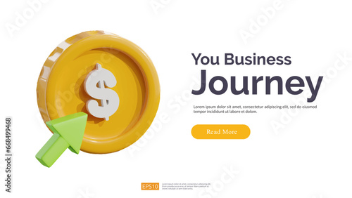cursor click on dollar coin 3d vector illustration for business or money donate. Pay per click icon, click on money. Isolate on white background