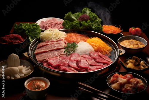 Sukiyaki full set, luxury food on table