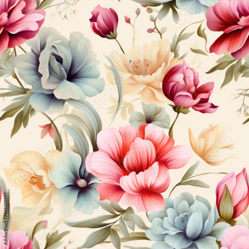 Seamless watercolor flowers background  ai pattern