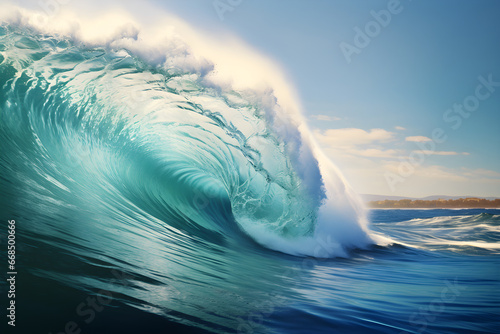 Majestic Stunning Big Wave Nature's Beauty in Ocean, Generative Ai illustration 