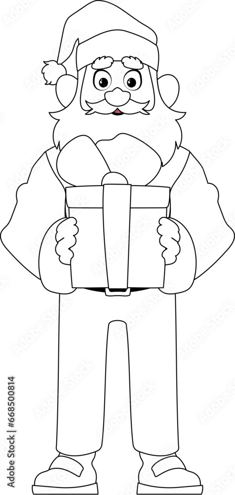 Fototapeta premium Kind and sweet Santa Claus, the main character of the New Year holidays. Coloring style