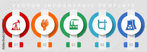 Industrial flat design icon set, miscellaneous icons such as oil industry, electricity, factory and nuclear power plant, modern design infographic templatev