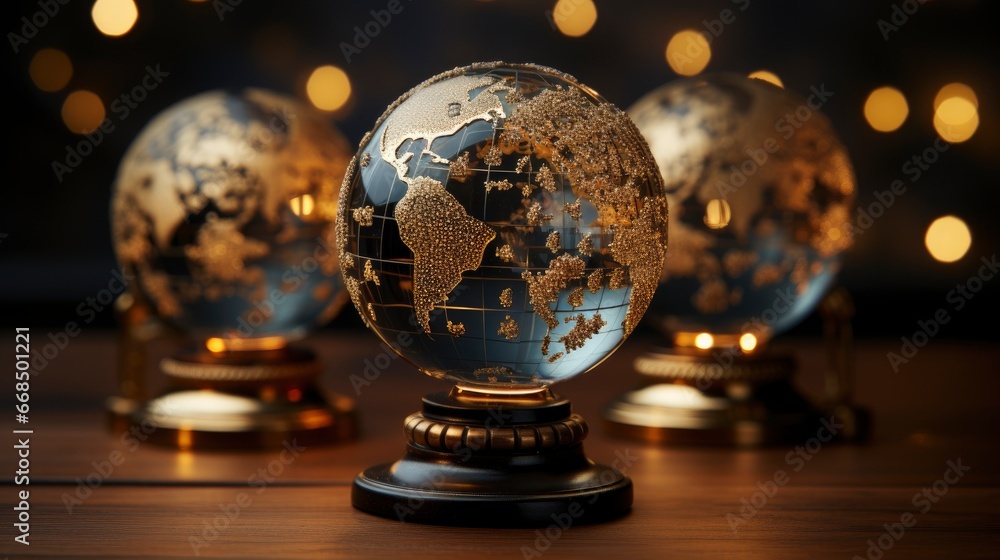 Top View New Year Globes Glass , Happy New Year Background ,Hd Background
