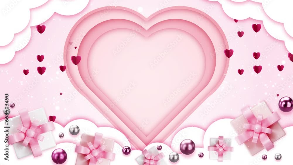 Happy Valentine day of 14 february background design with balloon shape heart paper cut style decoration for greeting card celebration holiday. Romantic love animated background with copy space text.