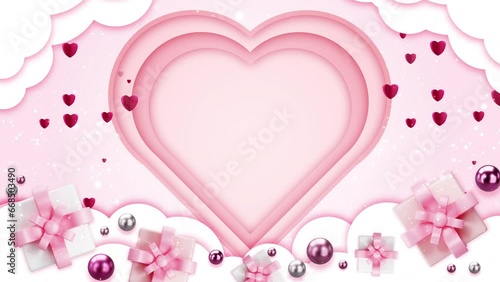 Happy Valentine day of 14 february background design with balloon shape heart paper cut style decoration for greeting card celebration holiday. Romantic love animated background with copy space text.