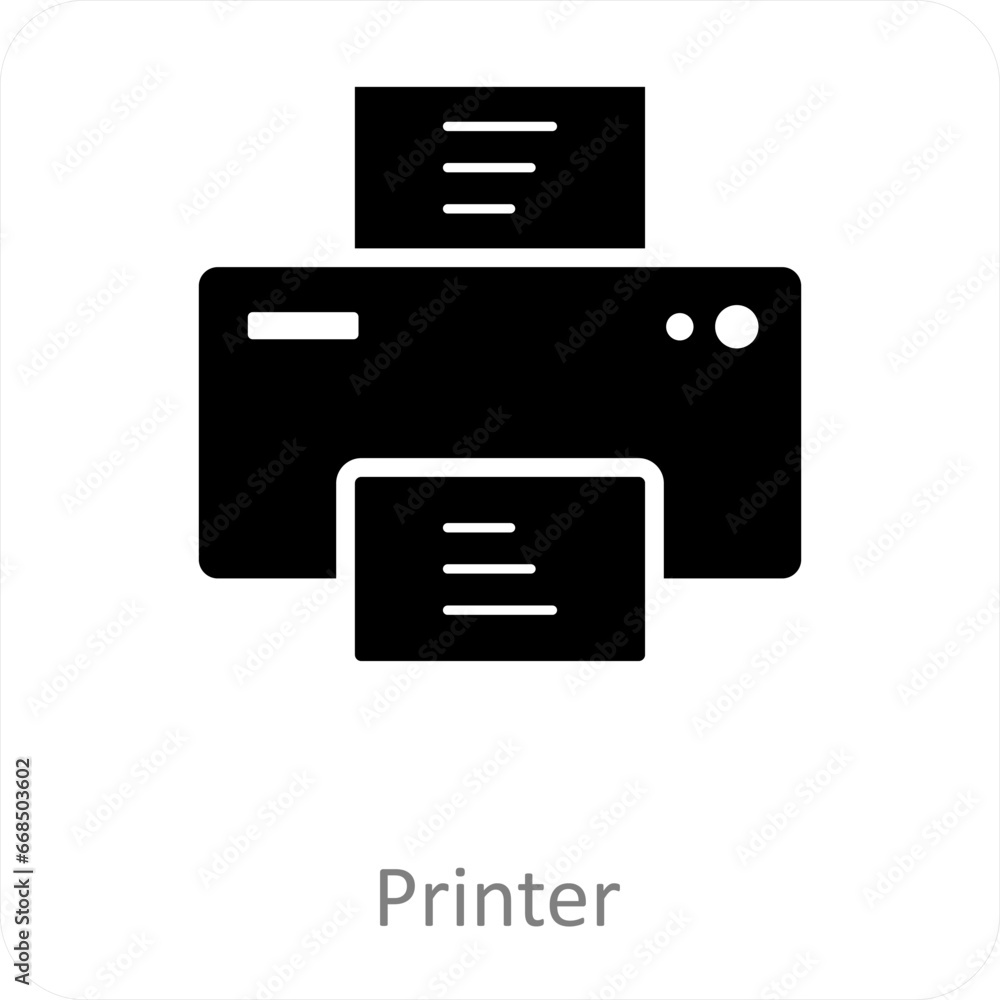 Printer and machine icon concept Printer and machine icon concept