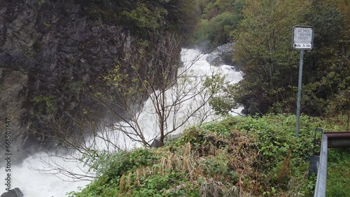 Strong Current River Flow after a Storm in Calancasca Swiss Alps Grisons Canton photo