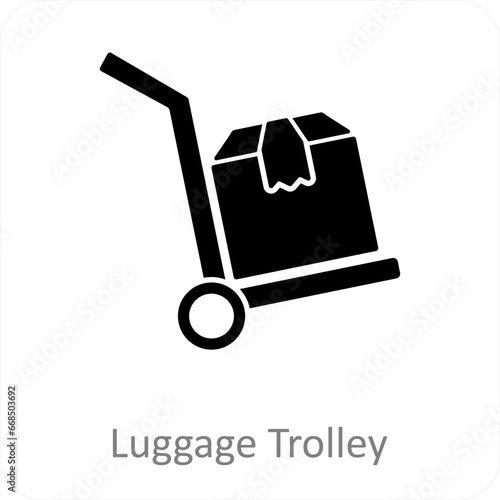 Luggage Trolley and baggage icon concept