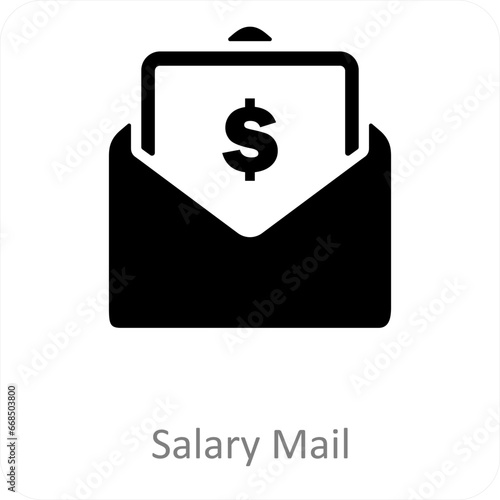 Salary Mail and increment icon concept