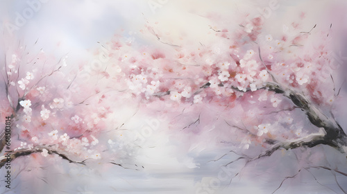 Using delicate watercolor strokes, evoke the freshness of spring by painting a serene scene of cherry blossoms in full bloom.