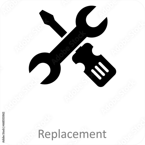 Replacement and gear icon concept