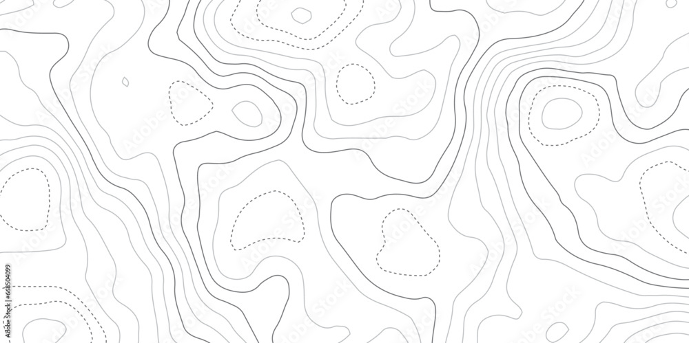 Fototapeta premium Abstract black and white topographic map lines background. Topographic map lines, contour background. Geographic lines map on elevation assignment pattern.