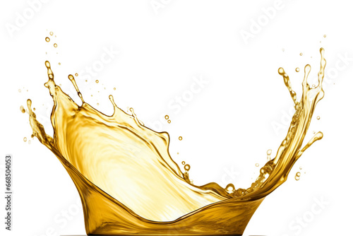 Falling oil splash isolated on a transparent background, Olive or engine oil splash, Cosmetic serum liquid. Generative AI