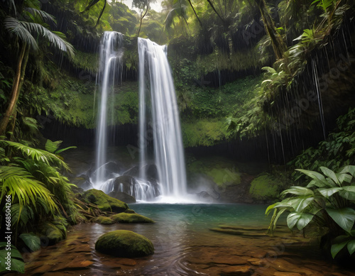 waterfall in a rainforest. generative ai