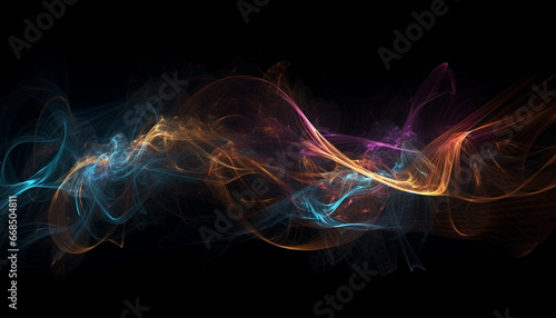 Abstract motion futuristic design, fantasy space, multi colored illustration, glowing shape generated by AI