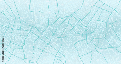 Green city area, background map, streets. Skyline urban panorama. Cartography illustration. Abstract transportation background, street map. Widescreen proportion, digital design street map. Vector