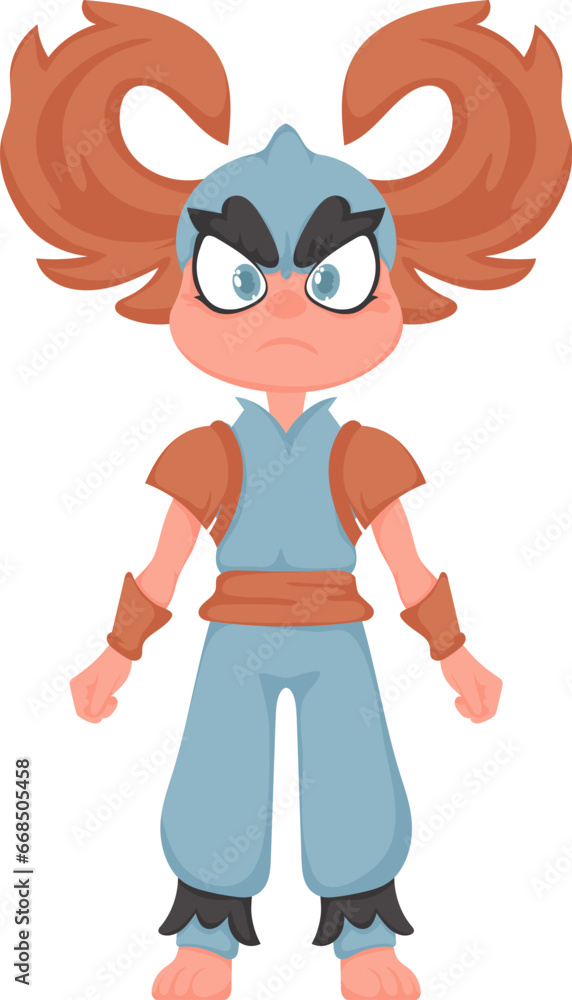 Cartoon funny and fabulous Viking warrior girl. Cartoon style Cartoon funny and fabulous Viking warrior girl. Cartoon style