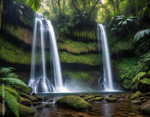 waterfall in a rainforest. generative ai