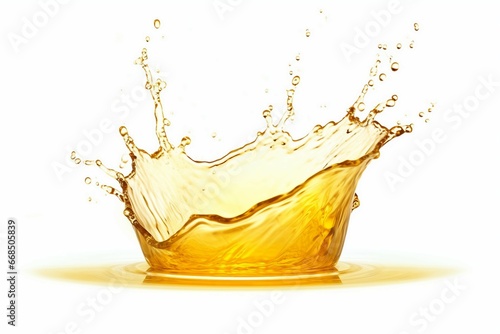 Falling oil splash isolated on a transparent background, Olive or engine oil splash, Cosmetic serum liquid. Generative AI