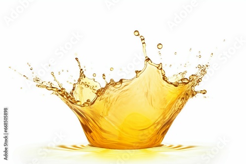 Falling oil splash isolated on a transparent background, Olive or engine oil splash, Cosmetic serum liquid. Generative AI