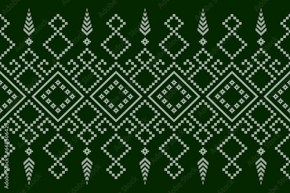 Green Cross stitch colorful geometric traditional ethnic pattern Ikat seamless pattern border abstract design for fabric print cloth dress carpet curtains and sarong Aztec African Indian Indonesian Green Cross stitch colorful geometric traditional ethnic pattern Ikat seamless pattern border abstract design for fabric print cloth dress carpet curtains and sarong Aztec African Indian Indonesian