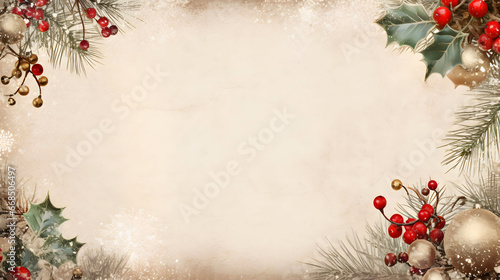 xmas frame vintage style, free space for text, generative ai photo