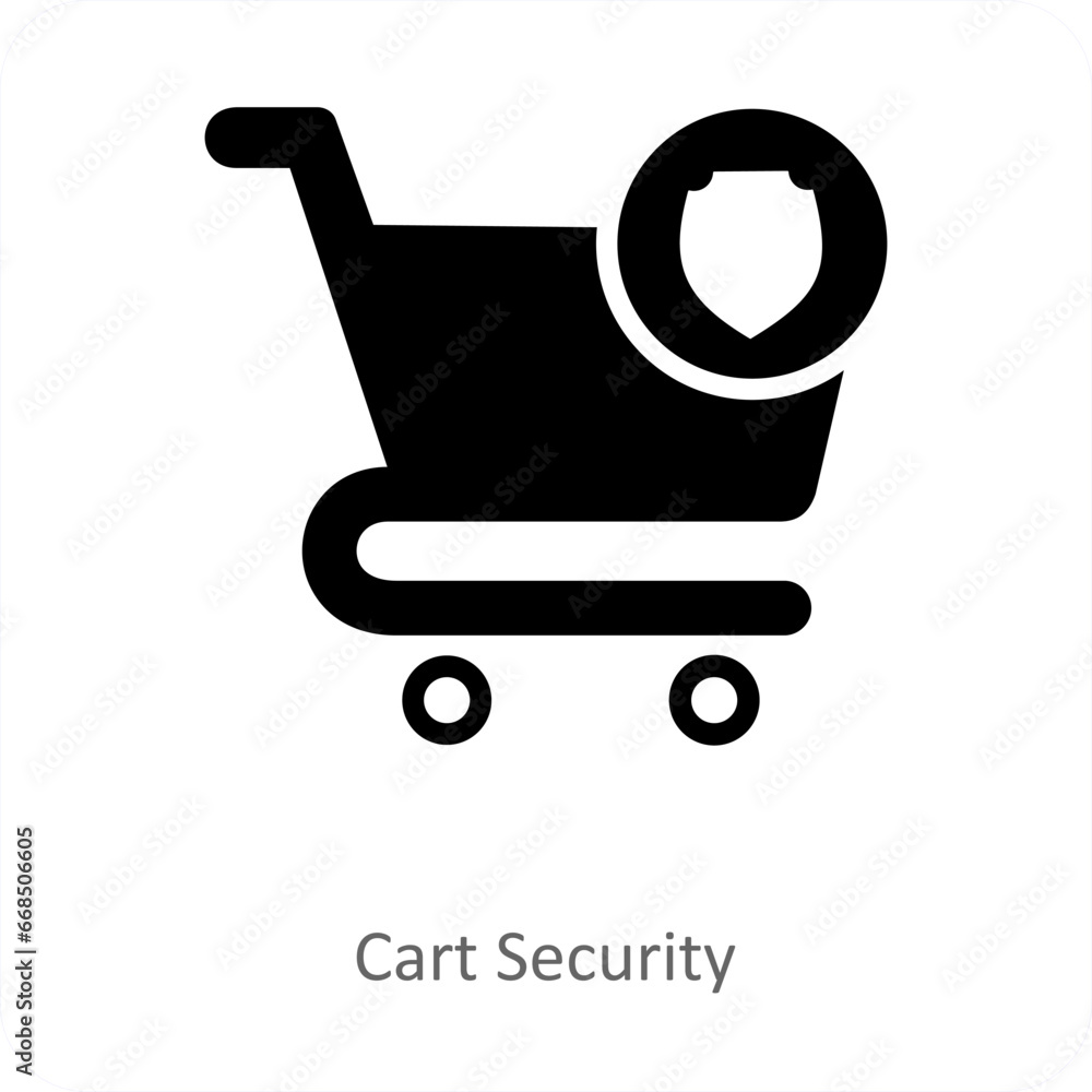 Cart Security and trolley icon concept Cart Security and trolley icon concept