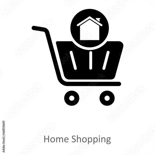 Home Shopping and ecommerce icon concept