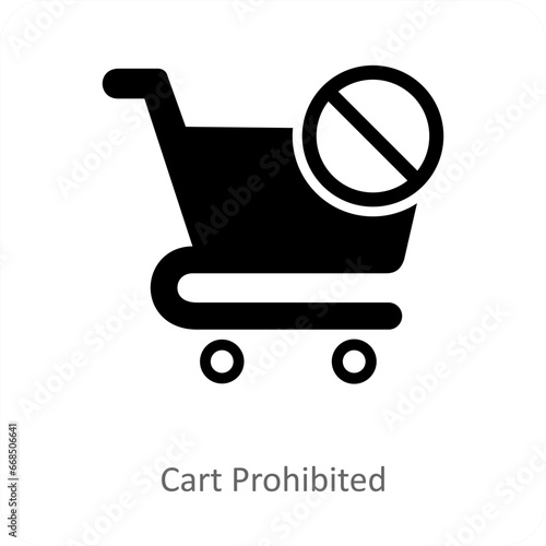 Cart Prohibited and trolley icon concept